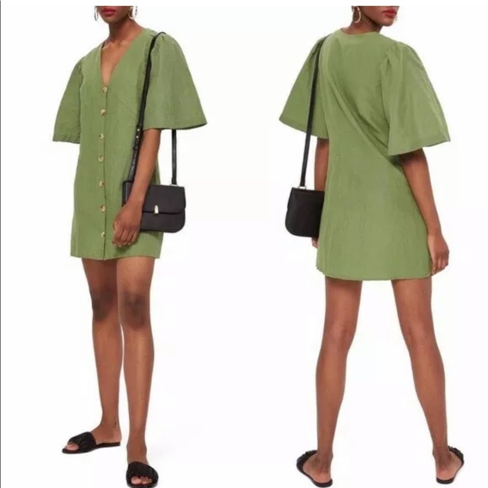 TopShop Button Front V-Neck Dress Size 4